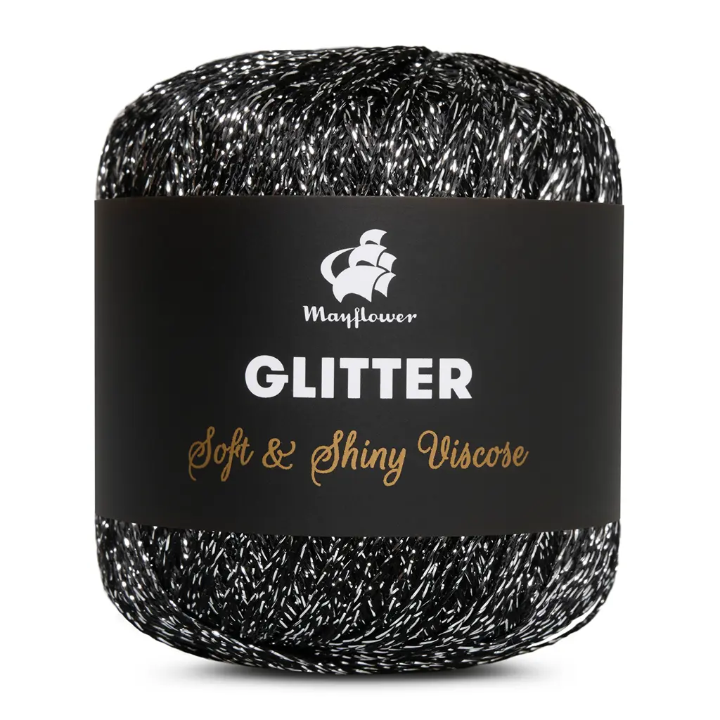 Glitter - Viskose/polyester fra Mayflower 3 Sort/sølv