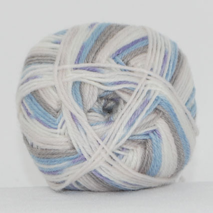 Sock 4 - Uld/Nylon strømpegarn fra Hjertegarn 0040 Hvid/lyseblå multi