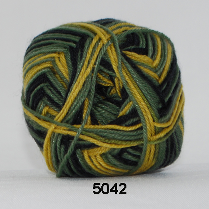 Sock 4 - Uld/Nylon strømpegarn fra Hjertegarn 5042 Grøn/gul multi
