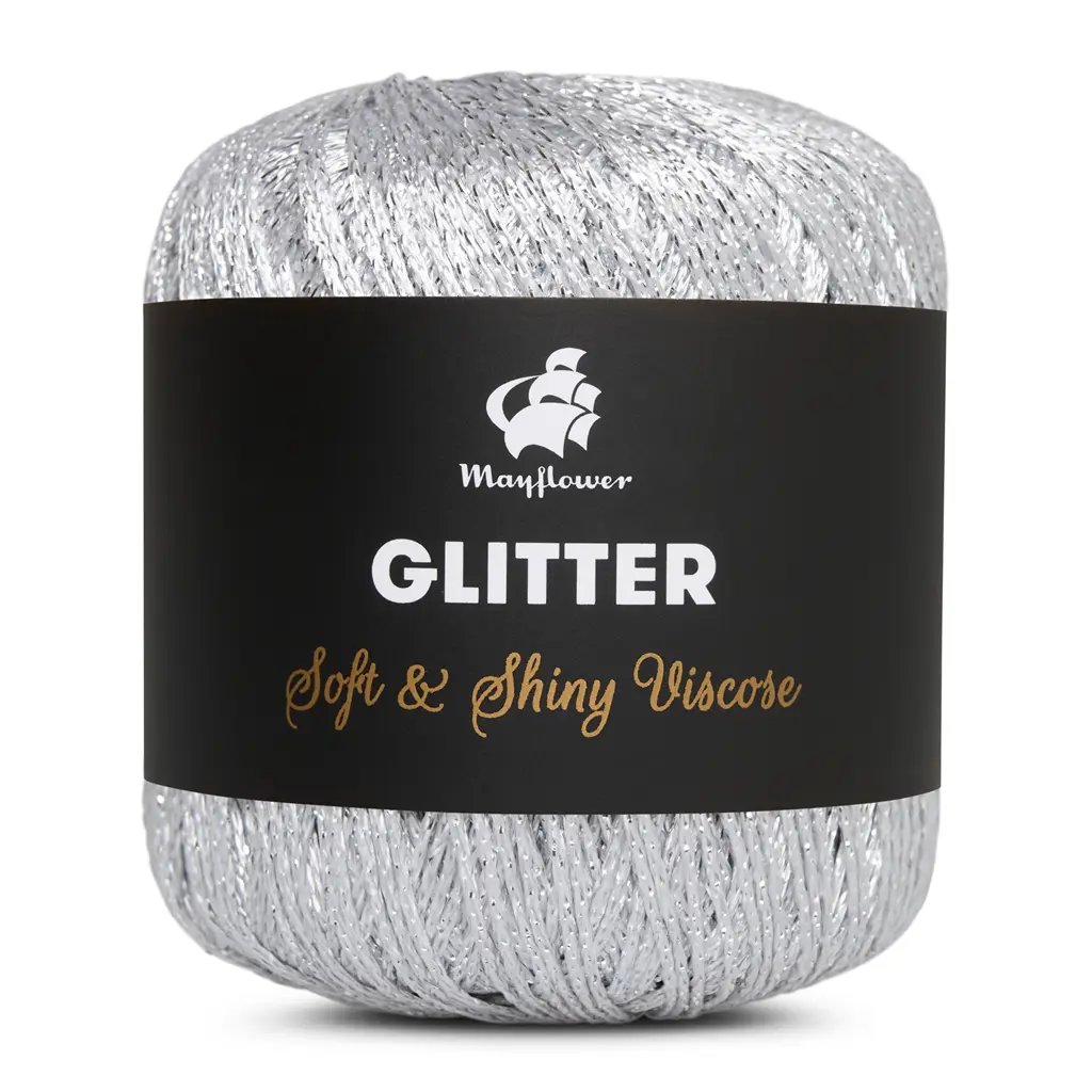 Glitter - Viskose/polyester fra Mayflower 2 Hvid/sølv