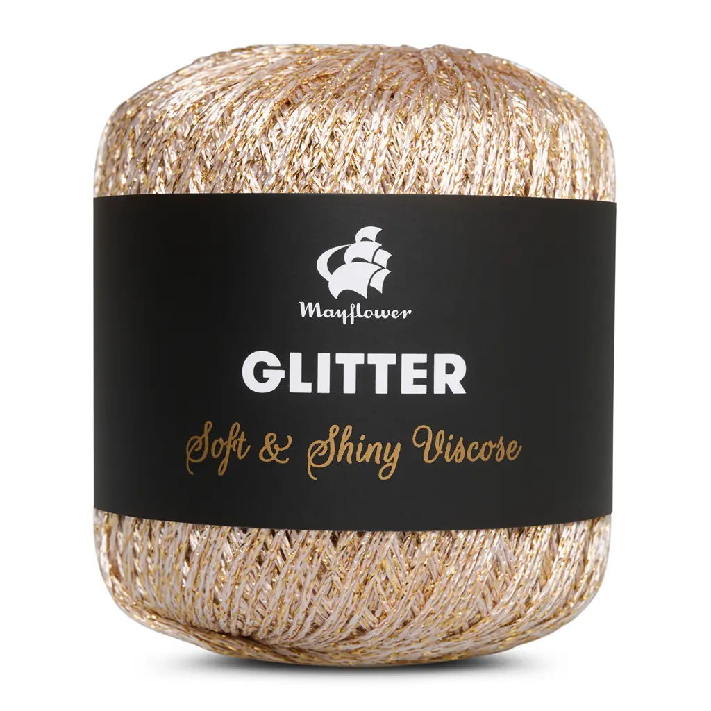 Glitter - Viskose/polyester fra Mayflower 6 Hvid/guld