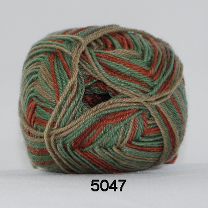Sock 4 - Uld/Nylon strømpegarn fra Hjertegarn 5047 Multi grøn/rust