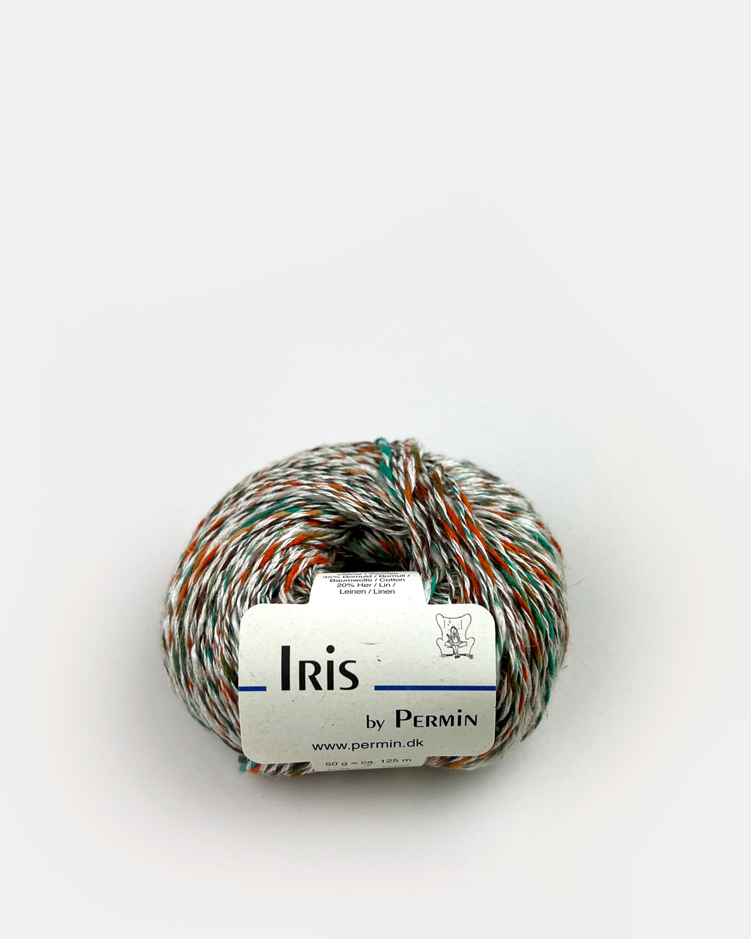 Iris - Meleret bomuld og hør fra Permin Rust/grøn 06
