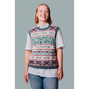 2689 Julevesten strikket i Hjerte Fine Highland Wool fra Hjertegarn