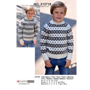 313718 Frsweater til brn. Nedefra-op fra Hjertegarn